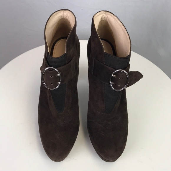 Prada Suede Heeled Booties with Front Buckle Size 10 - Picture 2 of 12